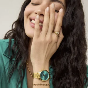 Reloj de mujer Grand con caja y brazalete de acero Ip dorado