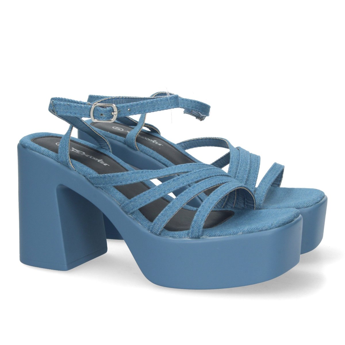 Sandalias Plataforma Azules Tiras Múltiples