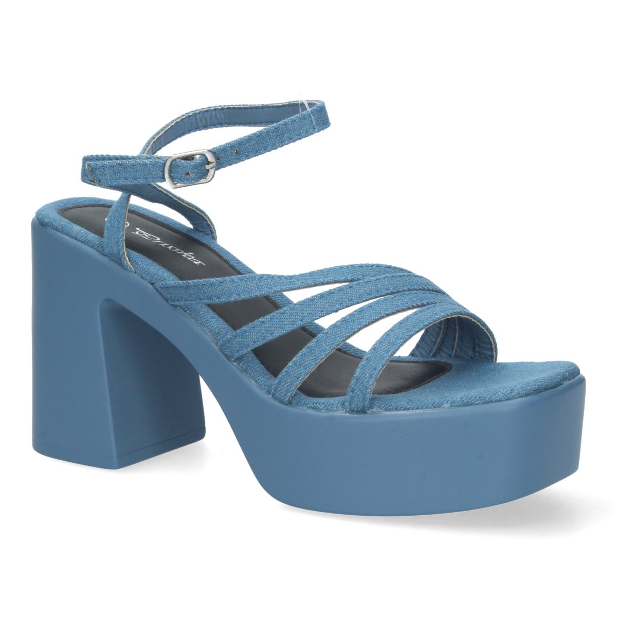 Sandalias Plataforma Azules Tiras Múltiples - Imagen 4