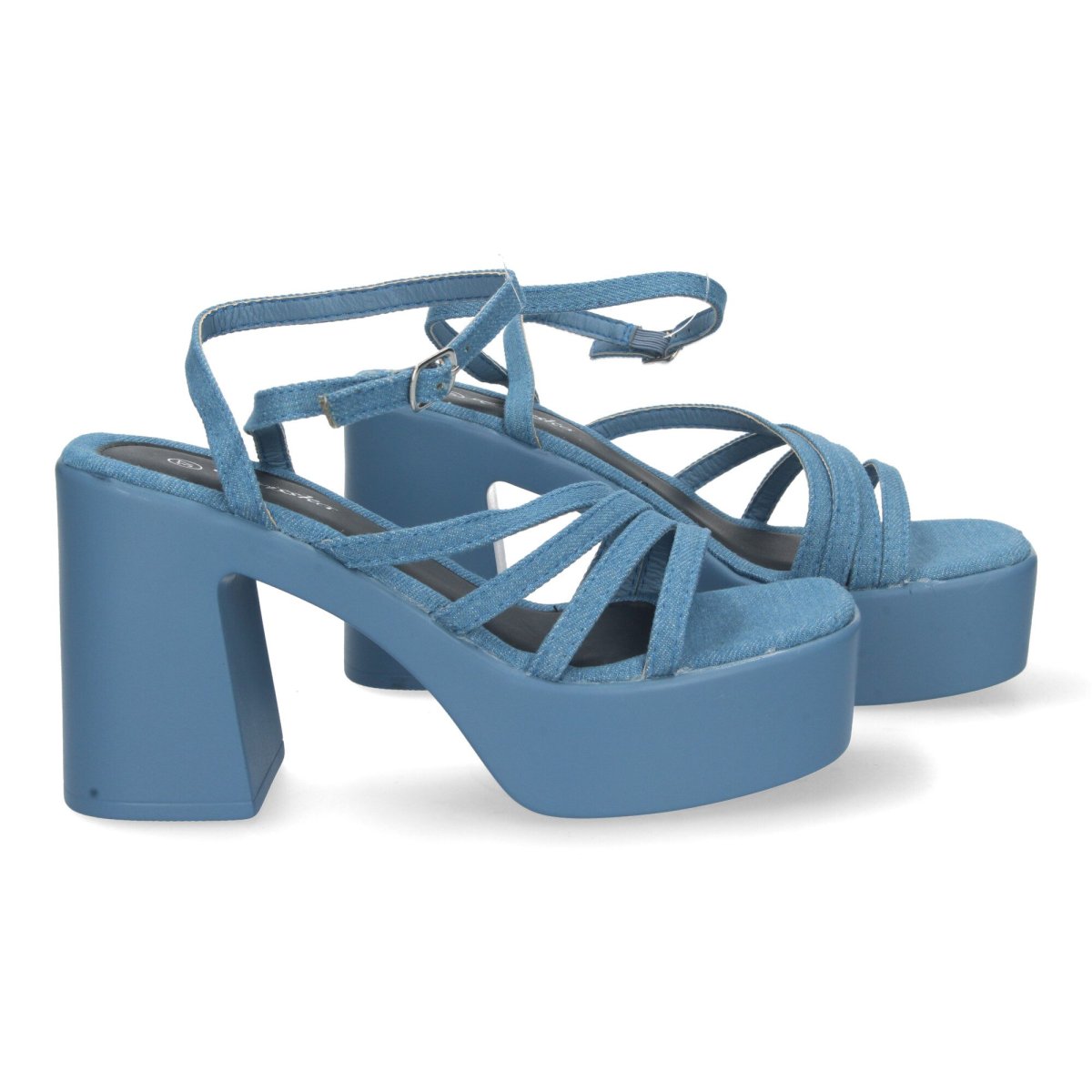 Sandalias Plataforma Azules Tiras Múltiples - Imagen 6