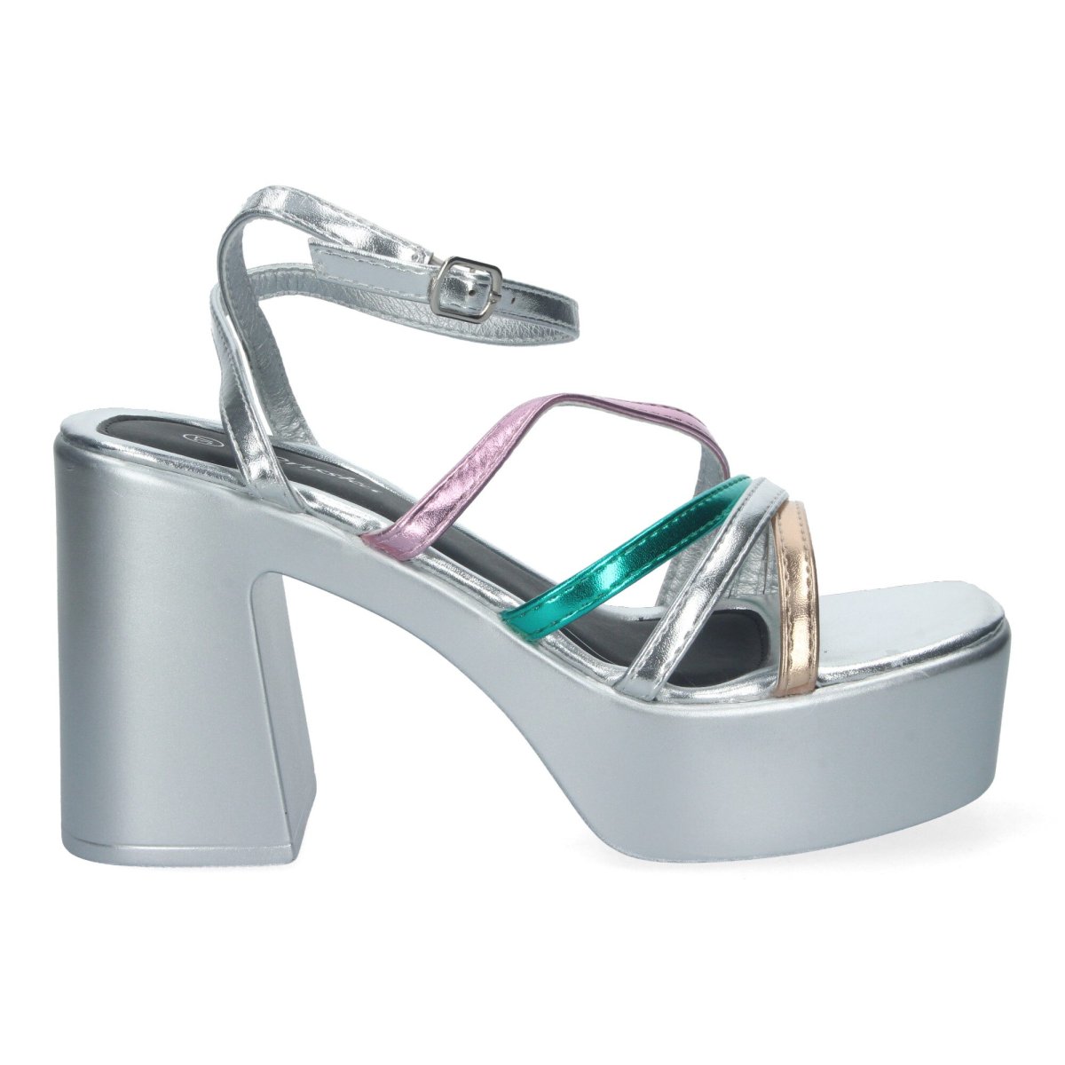 Sandalias Plateadas Plataforma Multicolor - Imagen 3