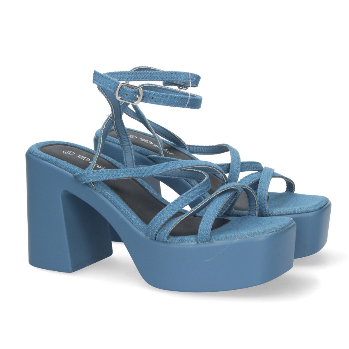 Sandalias Plataforma Azul Tiras Cruzadas - Imagen 2
