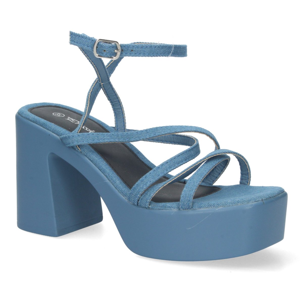 Sandalias Plataforma Azul Tiras Cruzadas - Imagen 4