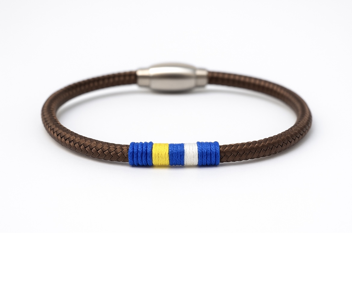 “TIRMA” pulsera hilo marrón con bandera canaria - Imagen 2