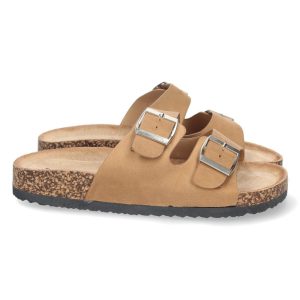 Sandalias de doble hebilla camel Buonarotti