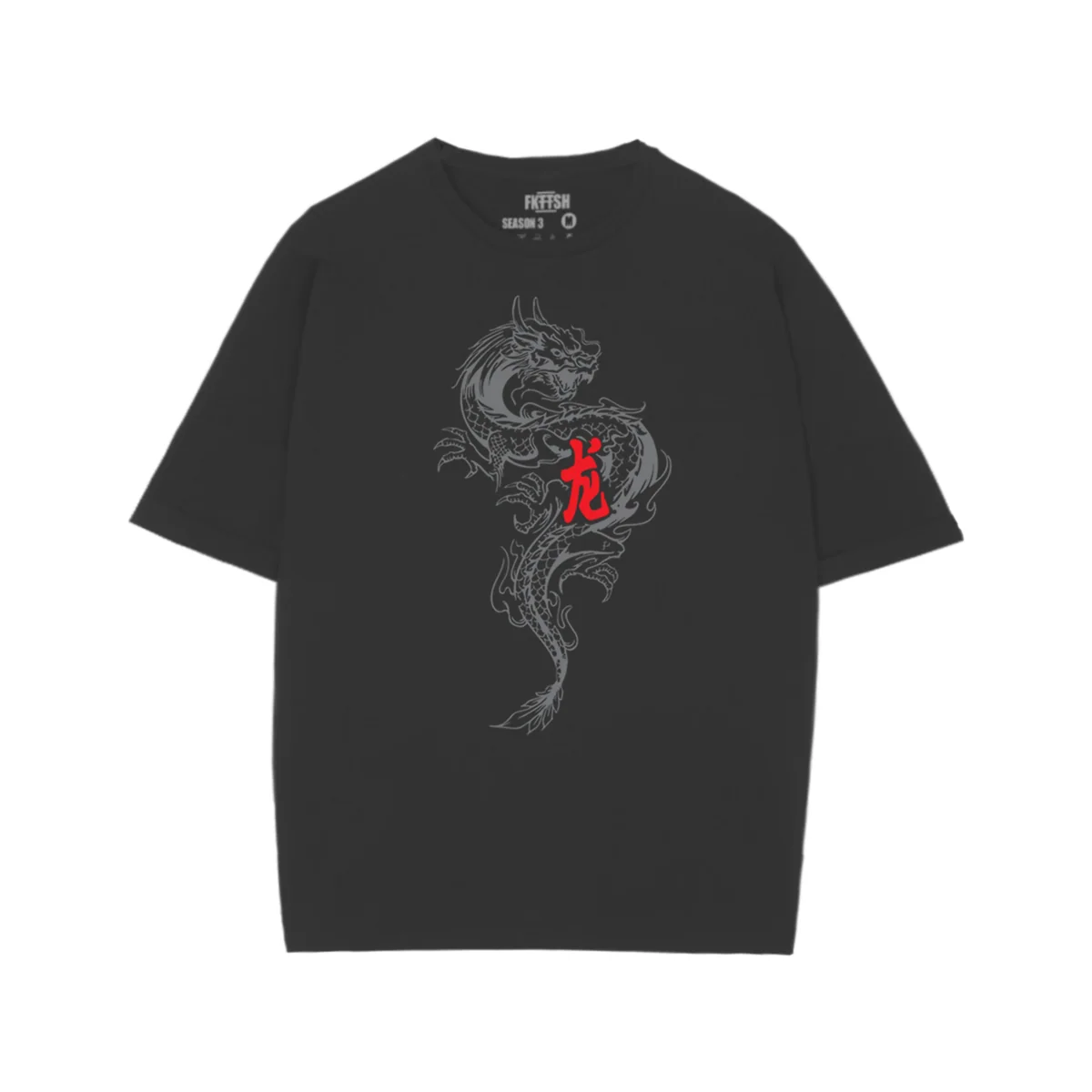 Playera Classic Oversize Dragon Gris FK - Imagen 6
