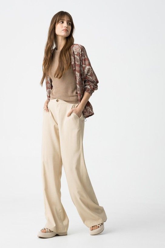 Pantalón Beige Cintura Alta Tiffosi - Imagen 3