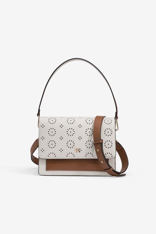 Bolso bandolera crema perforado Vilanova