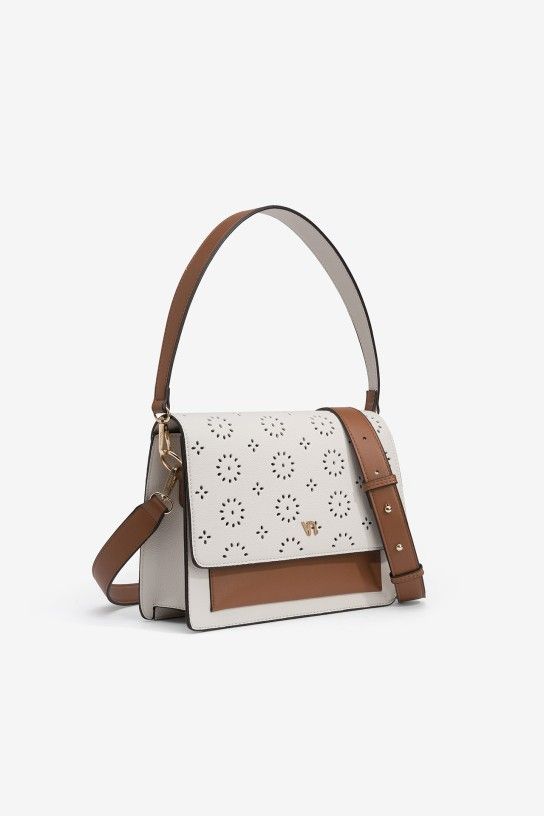 Bolso bandolera crema perforado Vilanova - Imagen 3