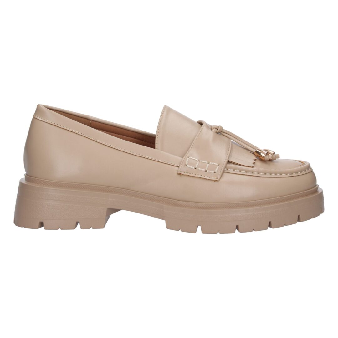 Mocasín beige flecos gruesos - Imagen 3