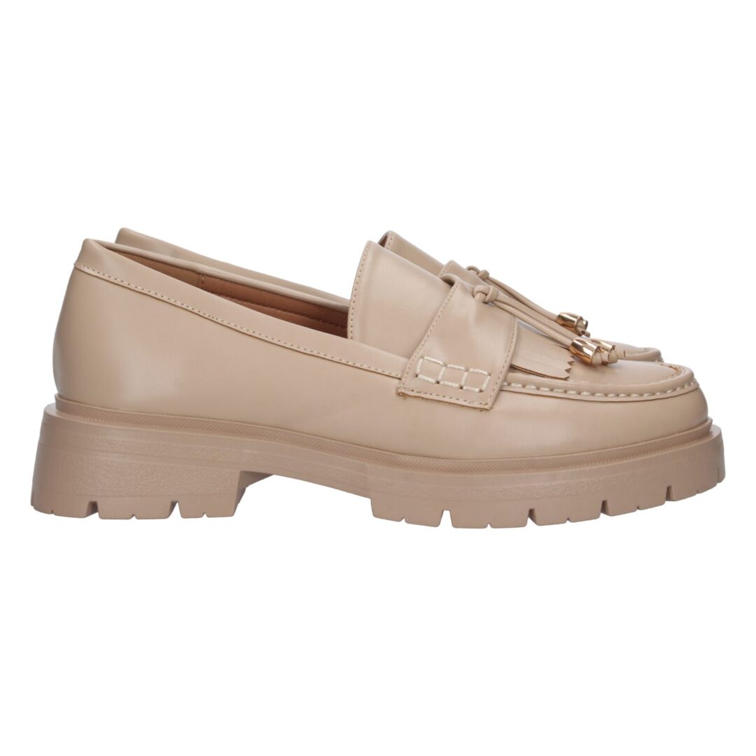 Mocasín beige flecos gruesos - Imagen 5