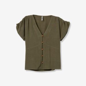 Blusa escote pico verde oliva Tiffosi