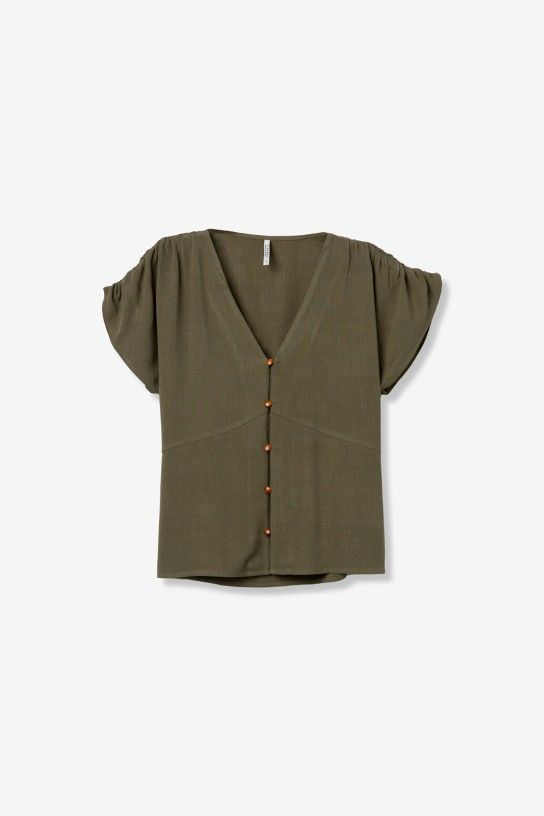 Blusa escote pico verde oliva Tiffosi - Imagen 2