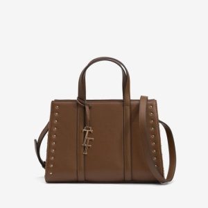 Bolso shopper marrón con asa larga Tiffosi