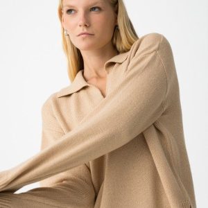 Jersey punto cuello camisero tostado Tiffosi