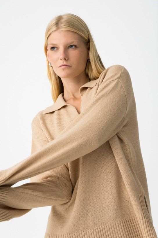 Jersey punto cuello camisero tostado Tiffosi - Imagen 2
