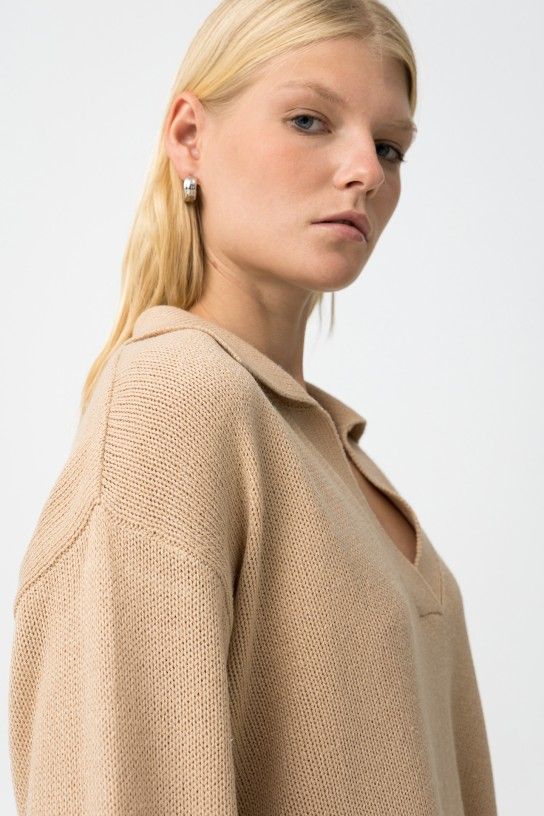 Jersey punto cuello camisero tostado Tiffosi - Imagen 4
