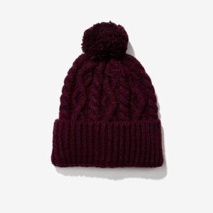 Gorro de punto con pompón granate Vilanova