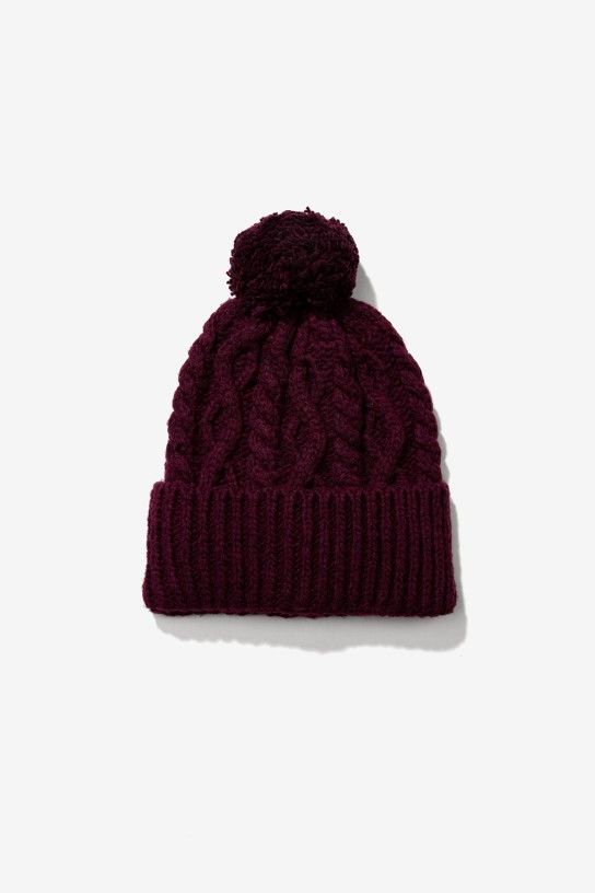 Gorro de punto con pompón granate Vilanova - Imagen 2
