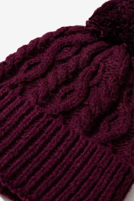 Gorro de punto con pompón granate Vilanova - Imagen 3