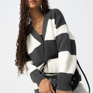 Cárdigan oversize bicolor gris Tiffosi