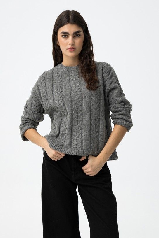 Jersey de punto gris trenzado Tiffosi - Imagen 3