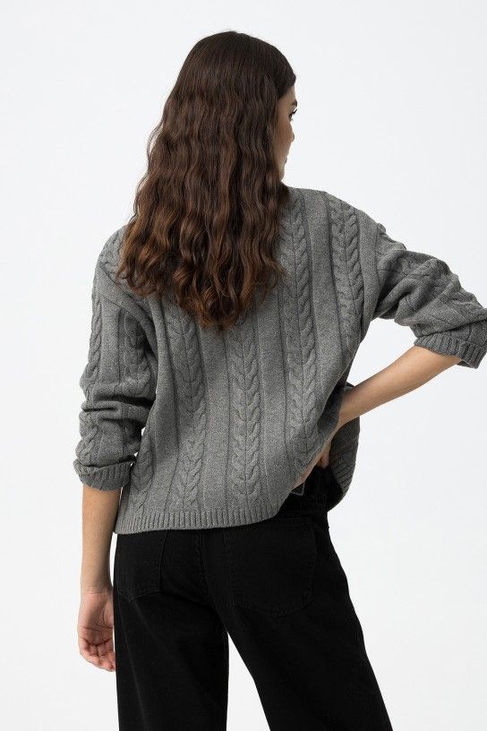 Jersey de punto gris trenzado Tiffosi - Imagen 5