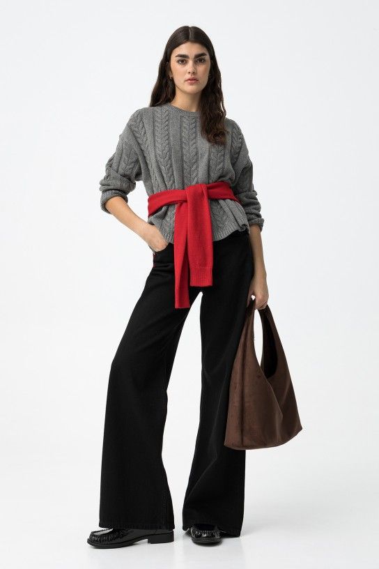 Jersey de punto gris trenzado Tiffosi - Imagen 7