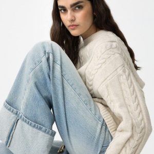 Suéter de punto trenzado beige Tiffosi