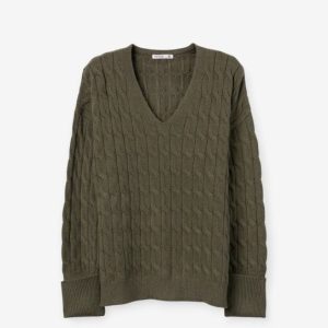 Jersey escote pico trenzado verde Tiffosi