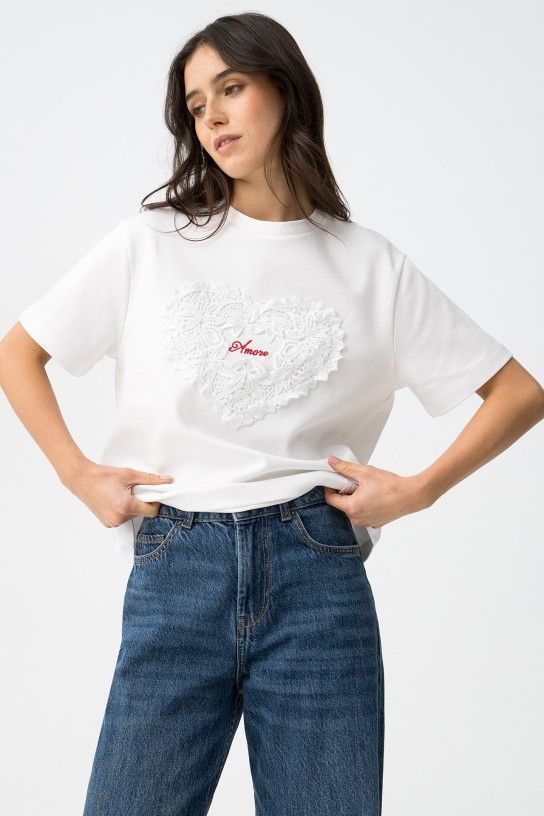 Camiseta de manga corta con estampado de corazón Tiffosi - Imagen 2