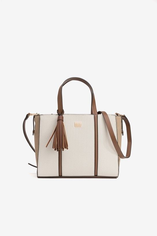 Bolso Vilanova beige doble asa bandolera - Imagen 2