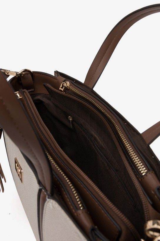 Bolso Vilanova beige doble asa bandolera - Imagen 4