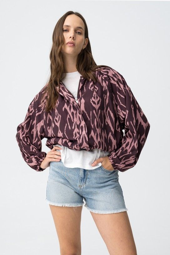 Bomber estampada burdeos geométrica Tiffosi - Imagen 2