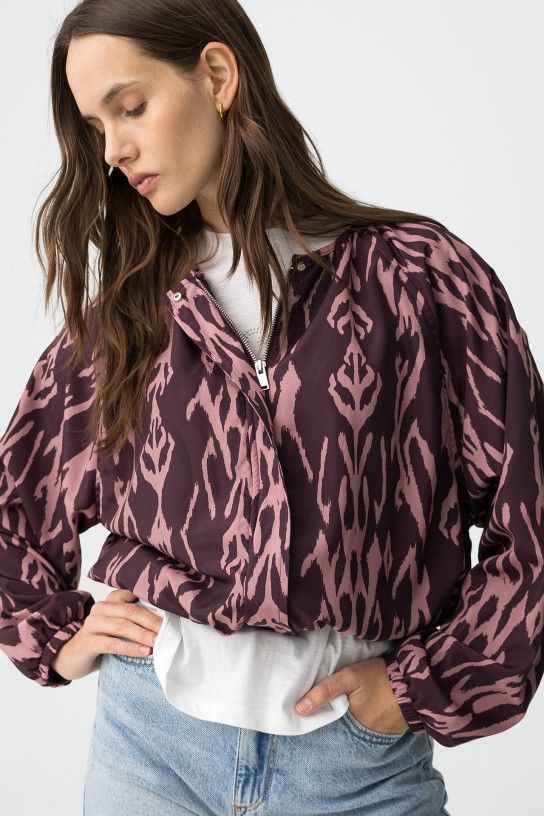 Bomber estampada burdeos geométrica Tiffosi - Imagen 4
