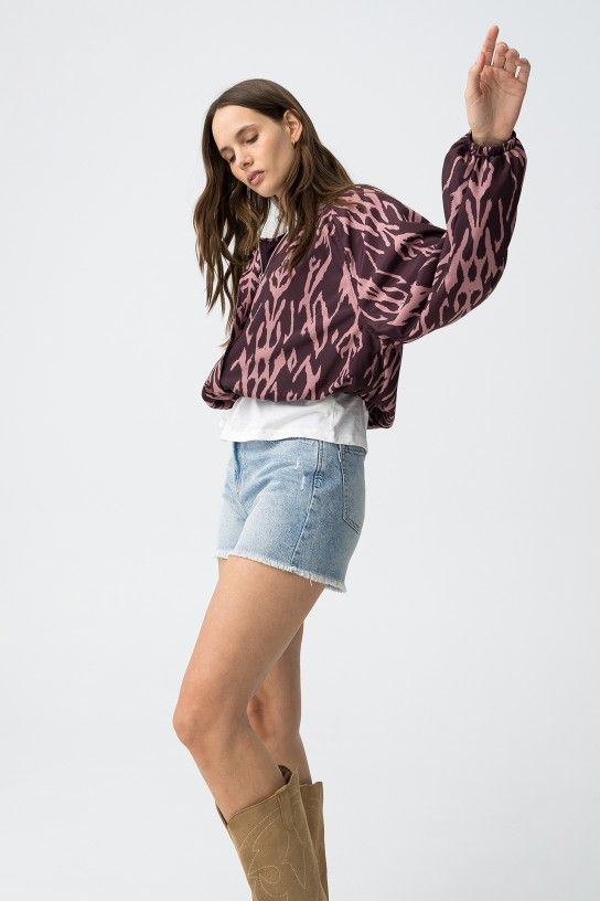 Bomber estampada burdeos geométrica Tiffosi - Imagen 3