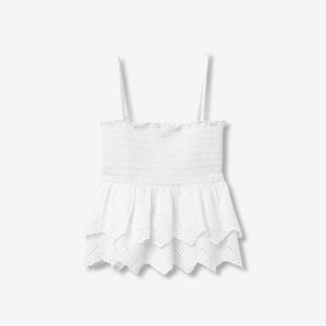 Blusa blanca de tirantes con volantes Tiffosi
