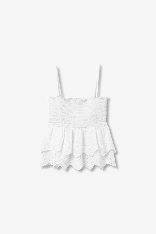 Blusa blanca de tirantes con volantes Tiffosi - Imagen 2