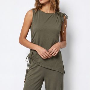 Blusa fluida asimétrica verde Tiffosi
