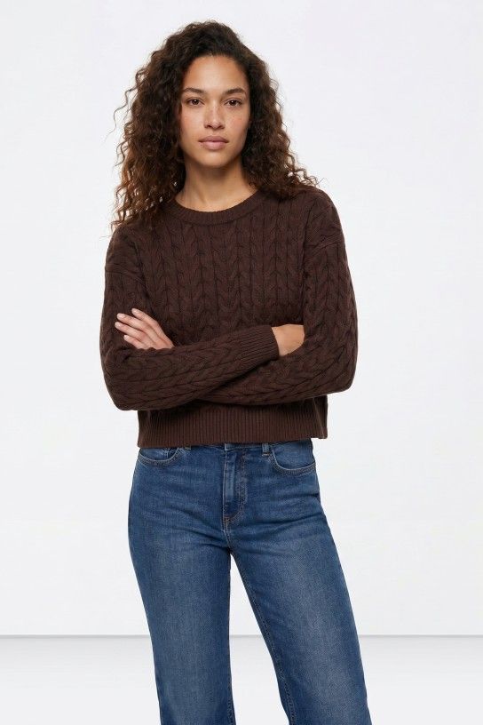 Jersey de punto trenzado marrón Tiffosi - Imagen 3
