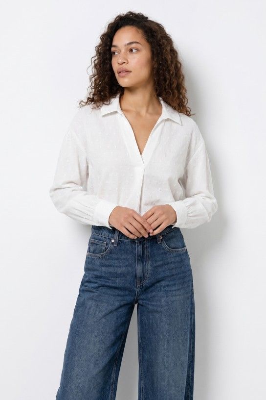 Blusa de manga larga escote en pico blanco Tiffosi - Imagen 3