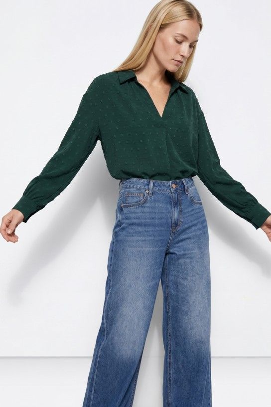 Blusa con escote en pico verde Tiffosi - Imagen 3