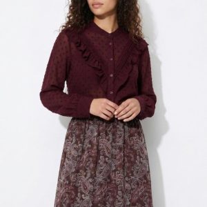 Blusa con volantes manga larga granate Tiffosi
