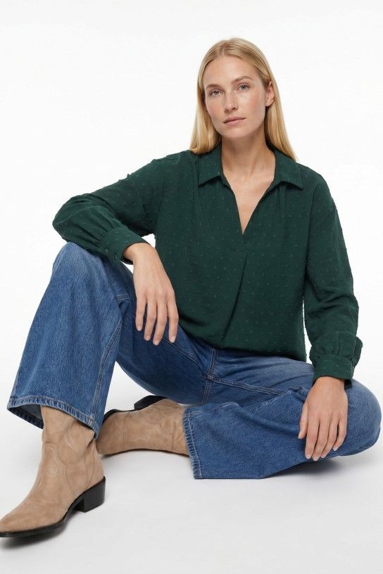 Blusa con escote en pico verde Tiffosi - Imagen 2
