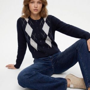Cardigan de rombos azul marino Tiffosi