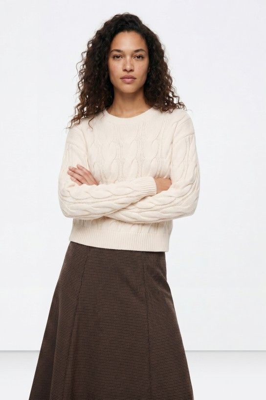 Jersey de punto trenzado beige Tiffosi - Imagen 3
