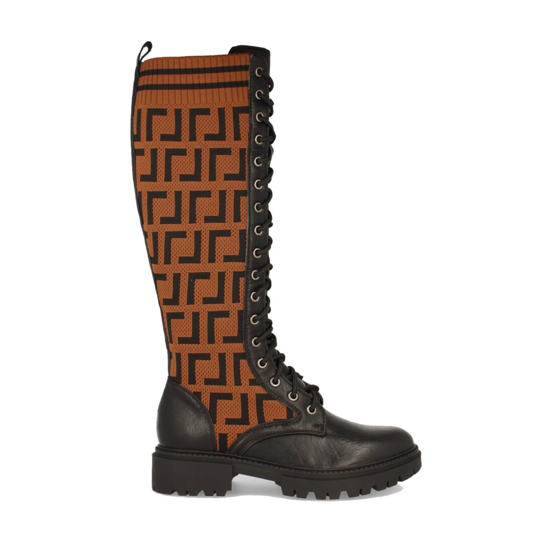 Botas altas militares marrones con cordones - Imagen 3
