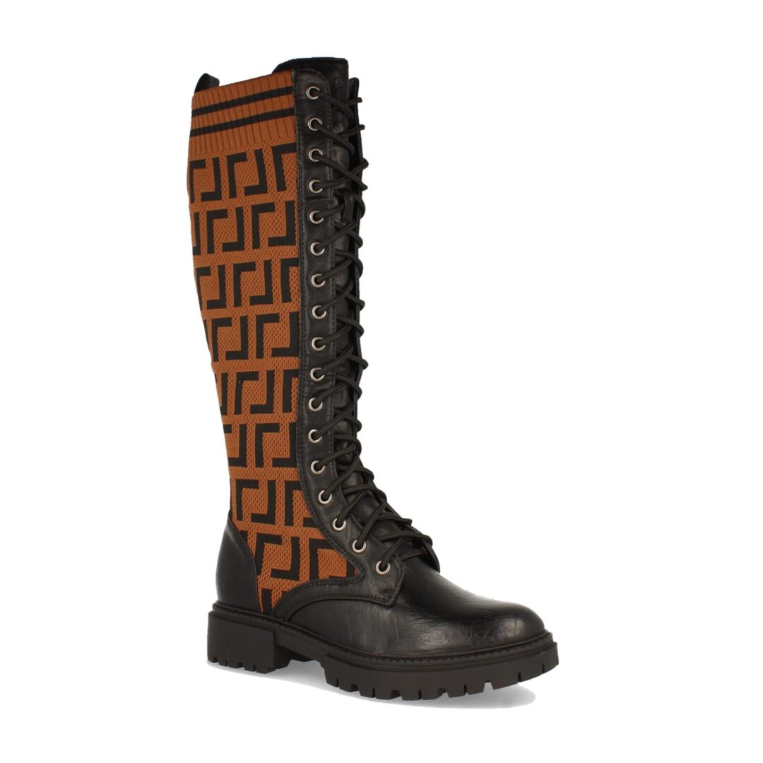 Botas altas militares marrones con cordones - Imagen 4