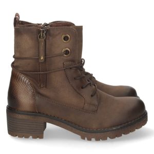 Botas militares marrón con cremallera y cordones