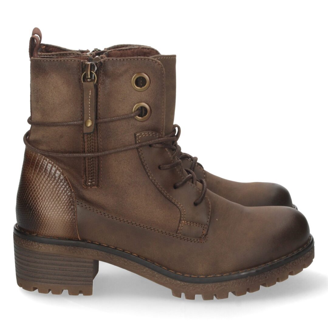 Botas militares marrón con cremallera y cordones
